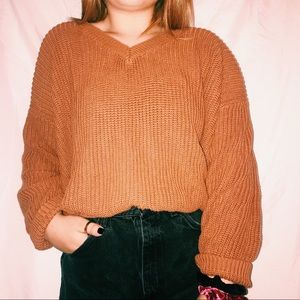 FOREVER 21 BURNT ORANGE OPEN BACK KNT SWEATER